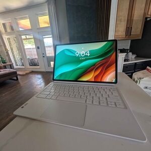 White Laptop with Keyboard